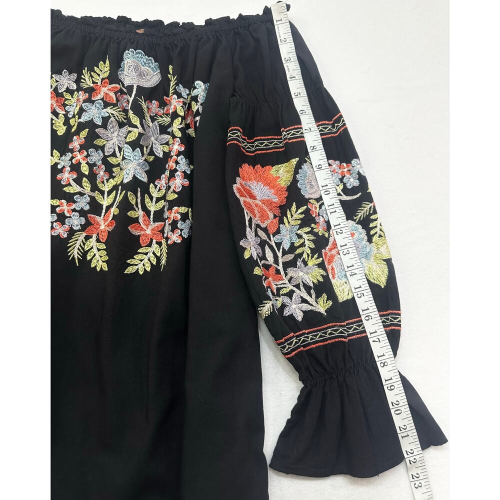 Free People Fleur Du Jour Embroidered Off Shoulder Mini Dress Black Size S - Picture 9 of 10